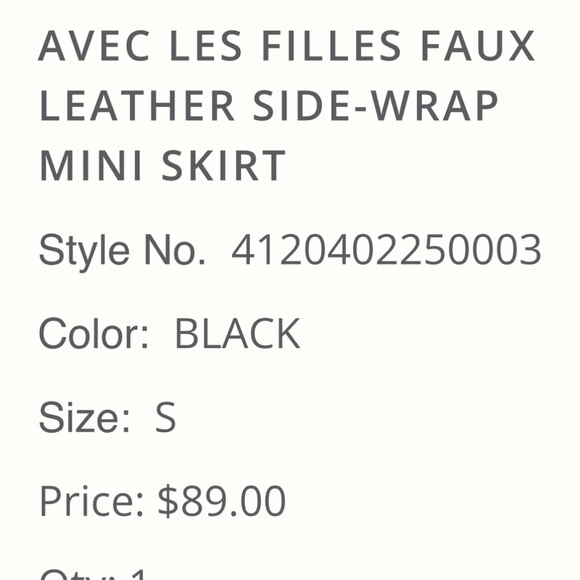 NWT Avec Les Filles Faux Leather Side Wrap Mini Skirt - Picture 4 of 12